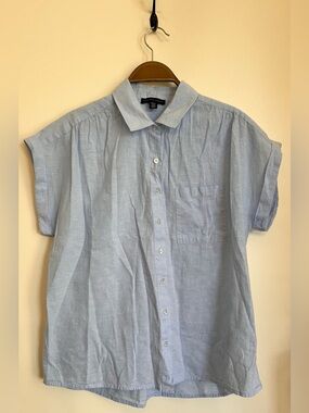 SAKS FIFTH AVENUE LINEN/COTTON BLEND BUTTON DOWN SHIRT